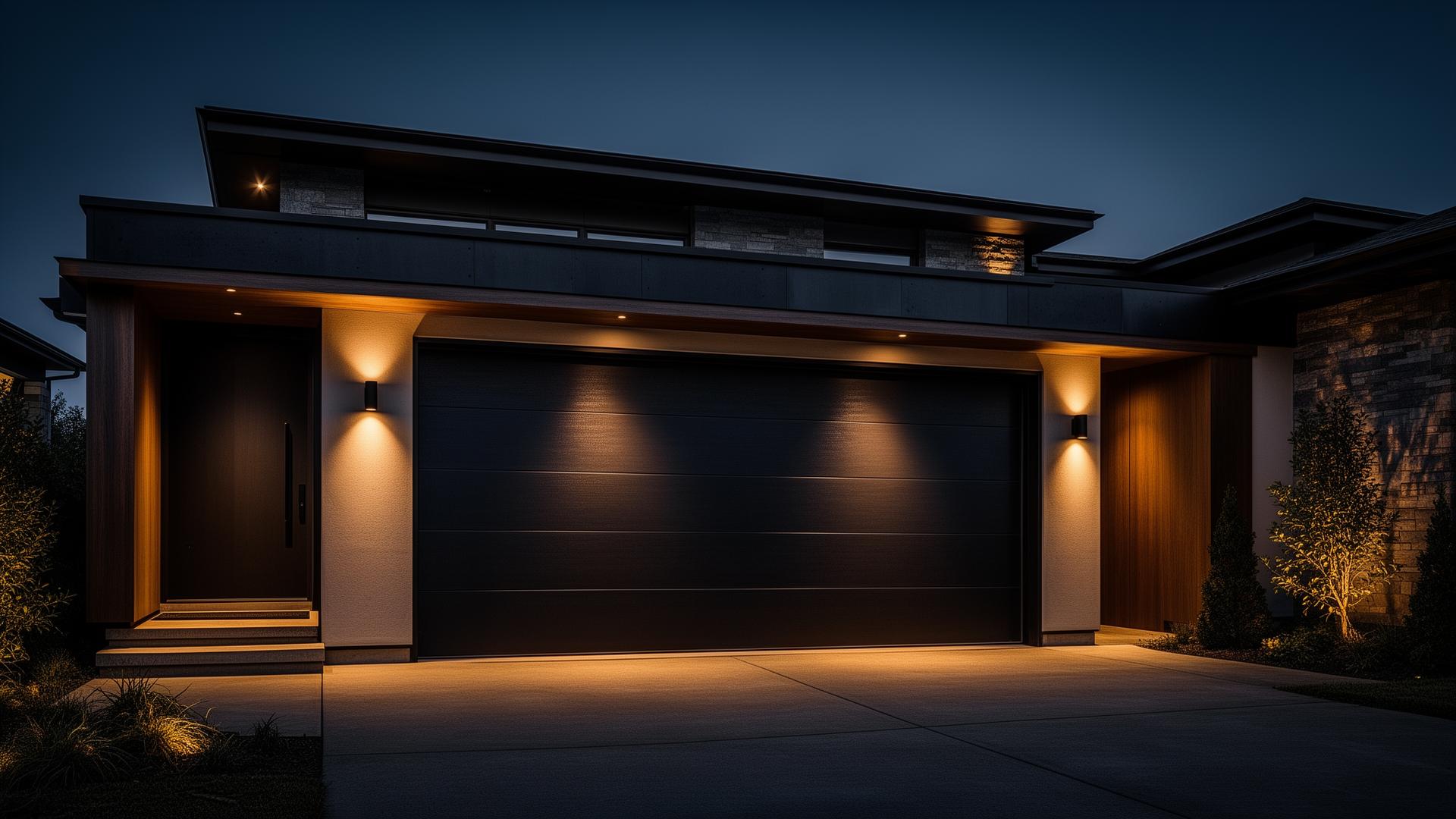 Modern garage door on luxury home in Land O Lakes FL